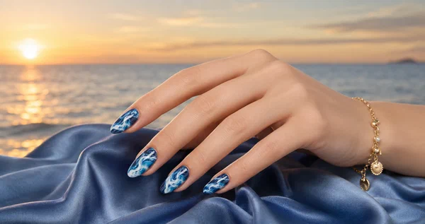 Ocean Wave Nails: Marble & Watercolor Techniques