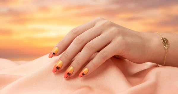 Tropical Beach Nails with Palm Trees & Florals