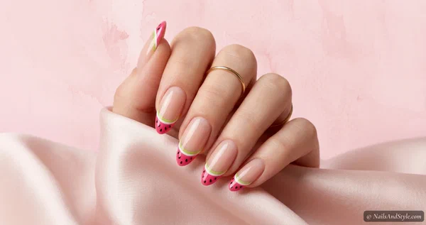 Watermelon French Tips: Cute Mini Designs at Home