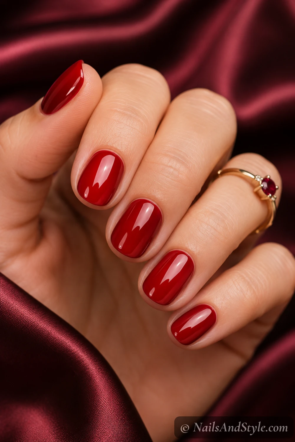 Candy apple red gloss nails