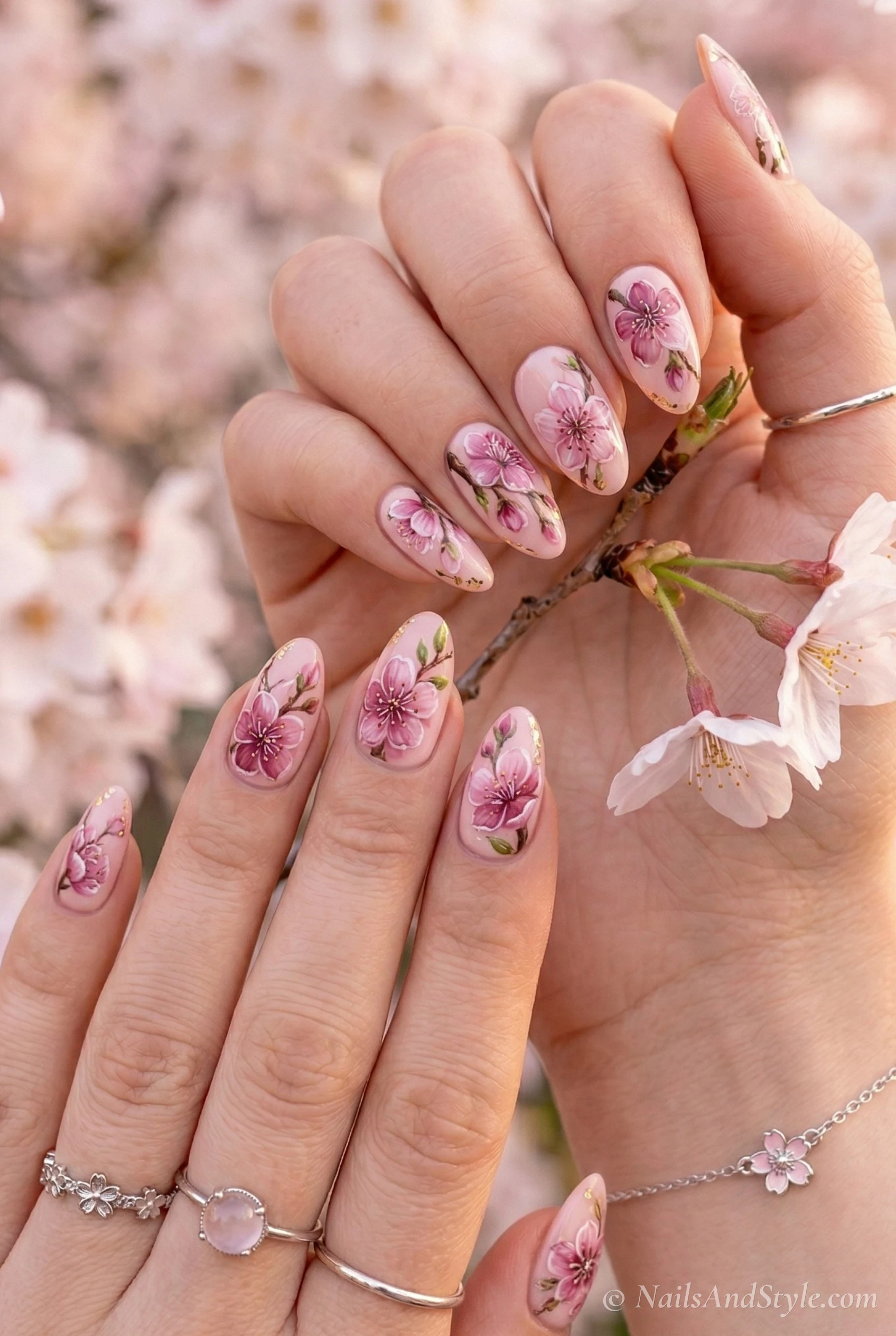 Cherry blossom art nails