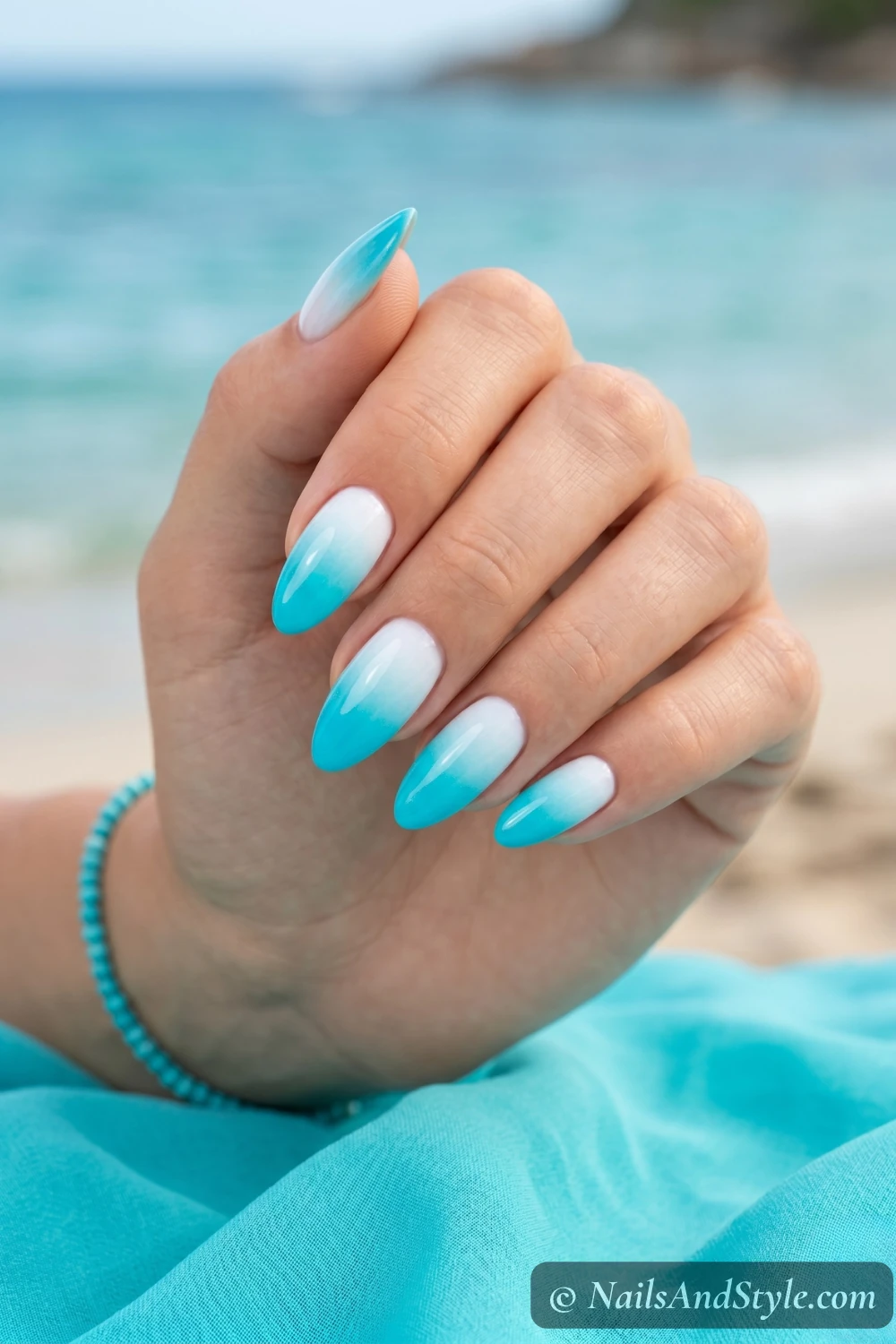 Turquoise ombre nails
