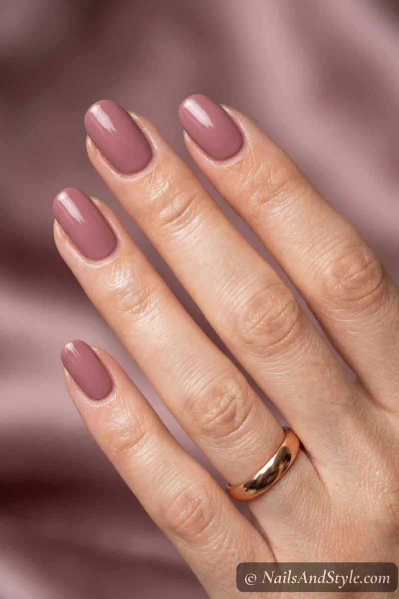 Mauve dusty-rose oval nails