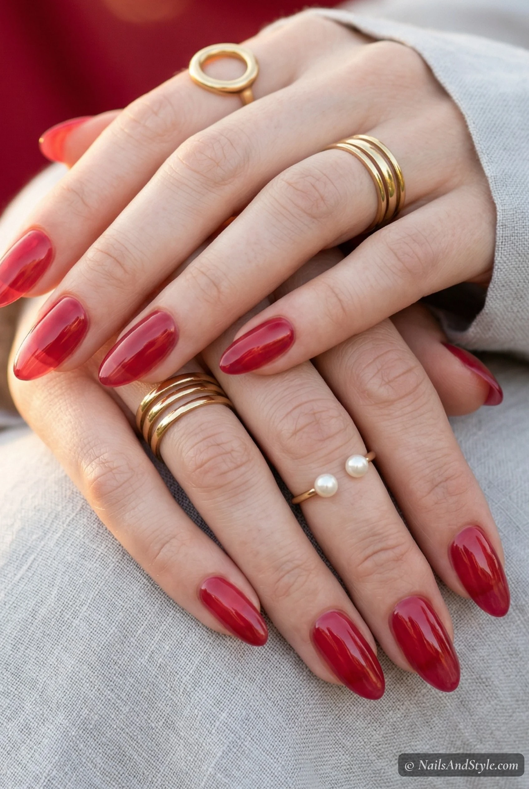 Cherry red jelly nails