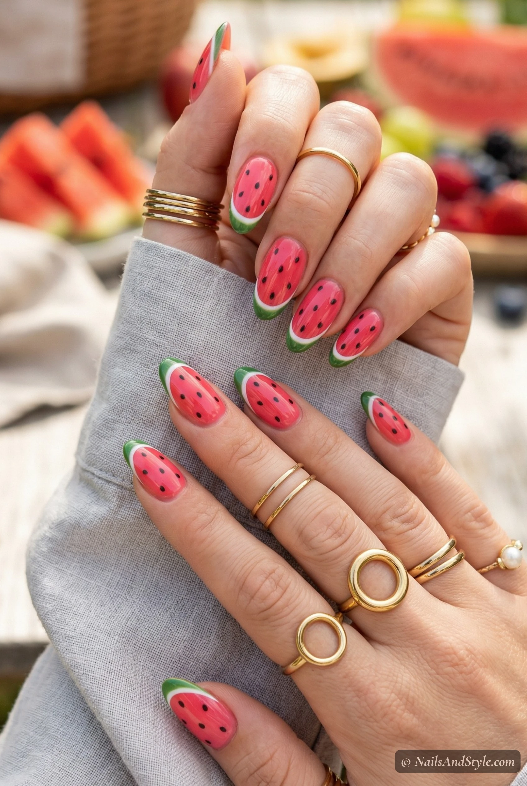 Watermelon nail art
