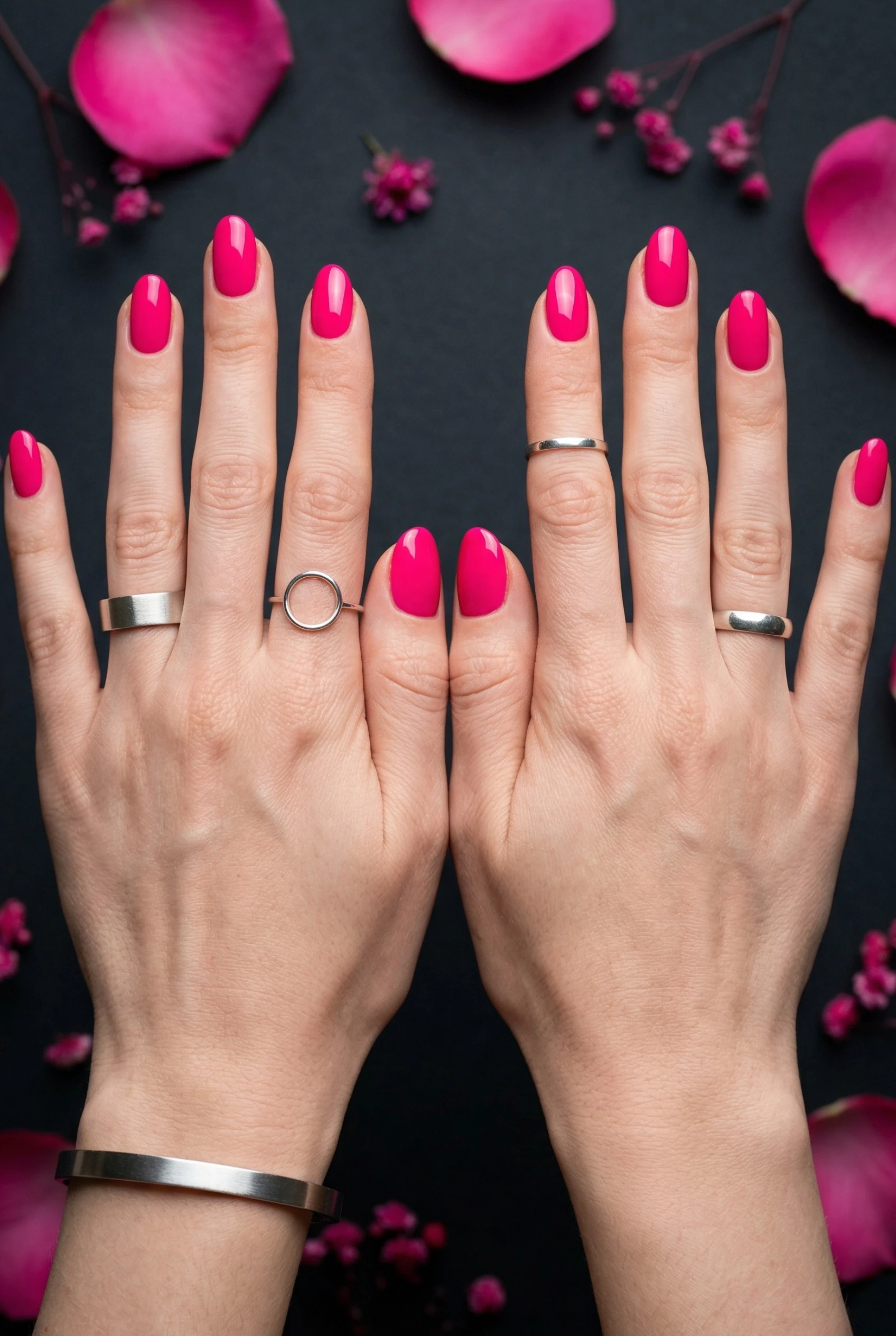 Hot pink gloss nails