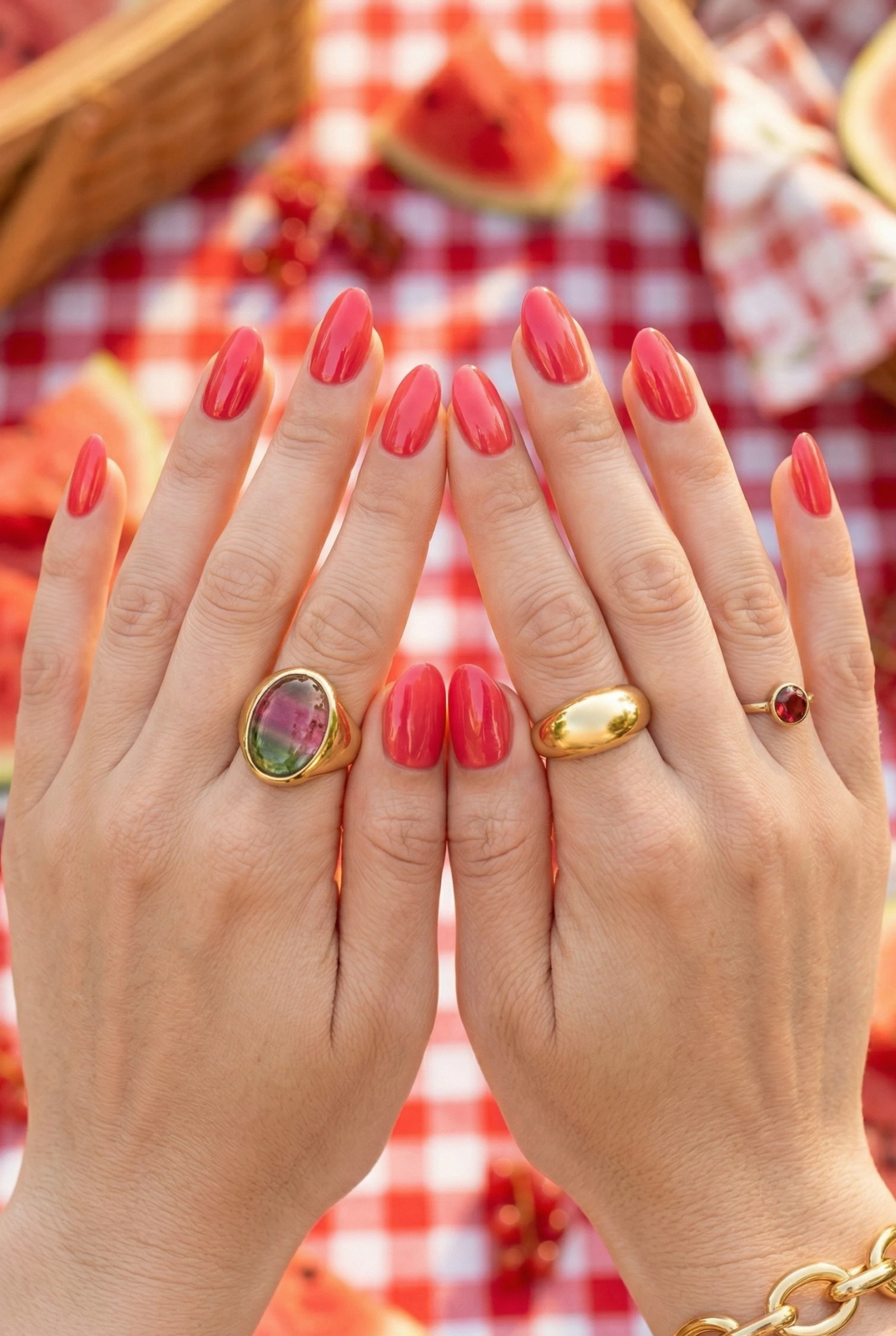 Watermelon pink nails