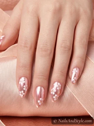 Bold Cherry Blossom Nail Art