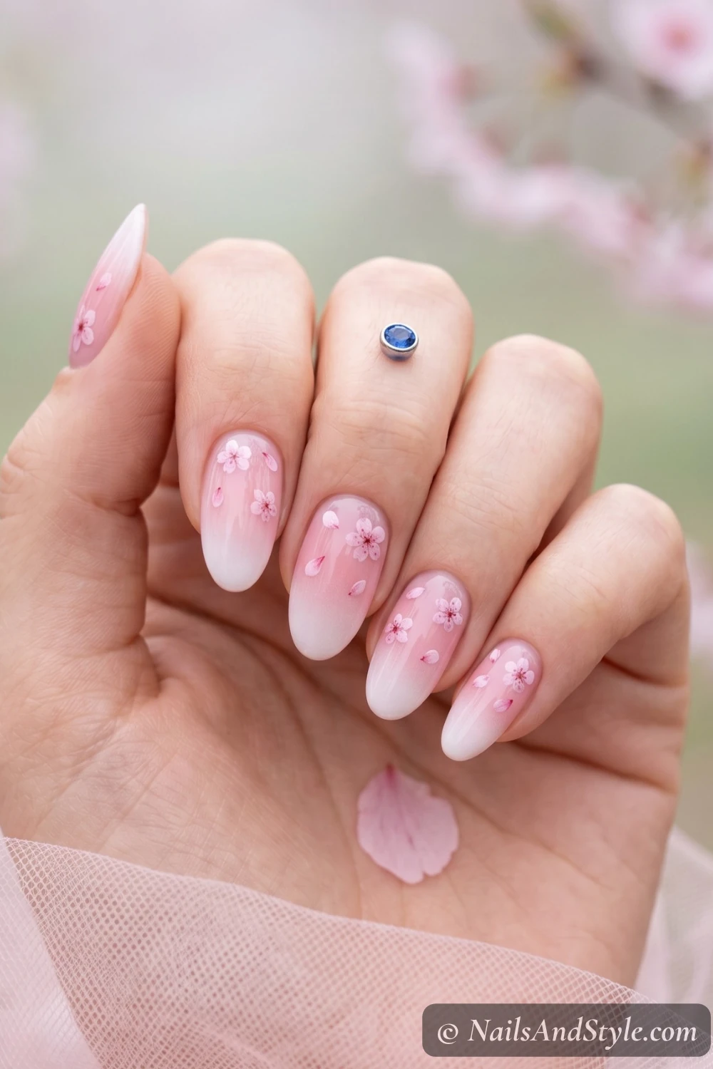 Cherry blossom ombre nails