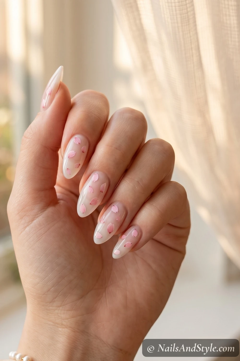 Falling petals cherry blossom nails