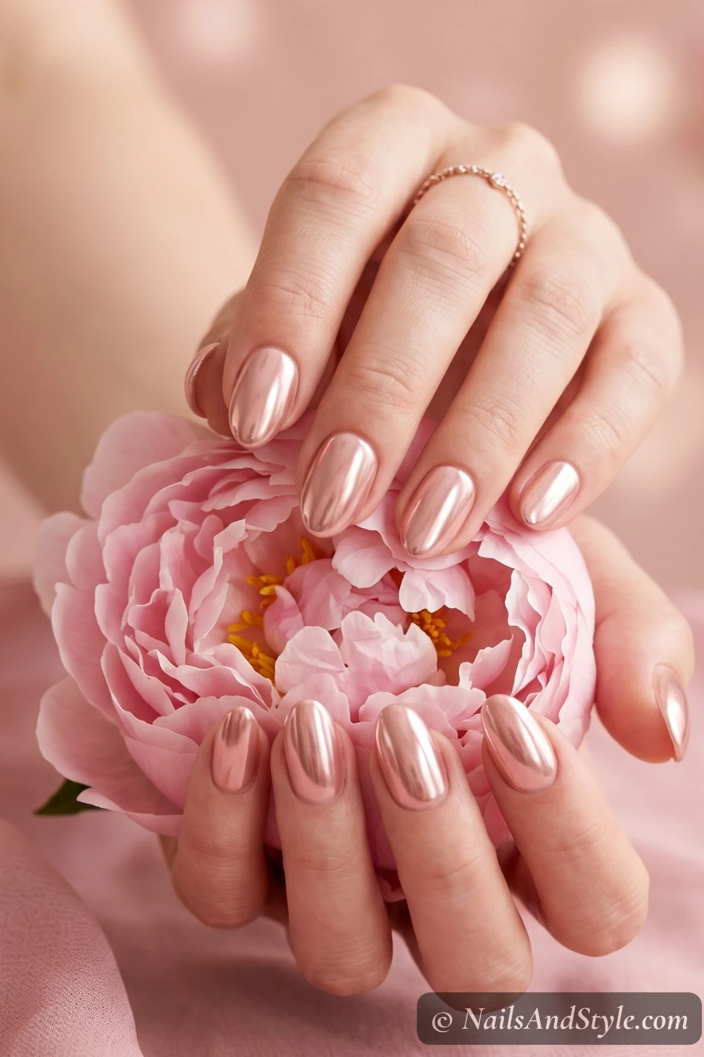 Rose gold chrome nails