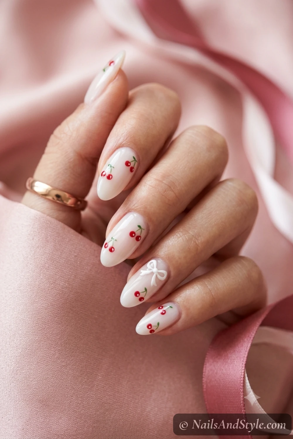 Cherry coquette nails