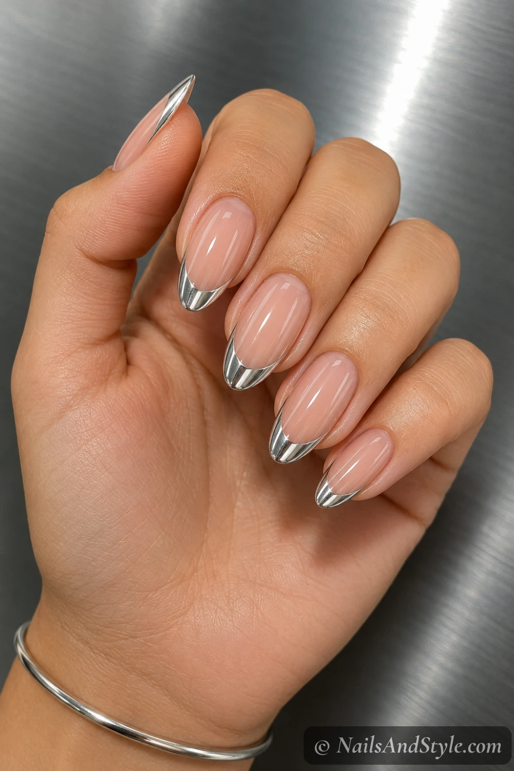 Chrome French tip nails