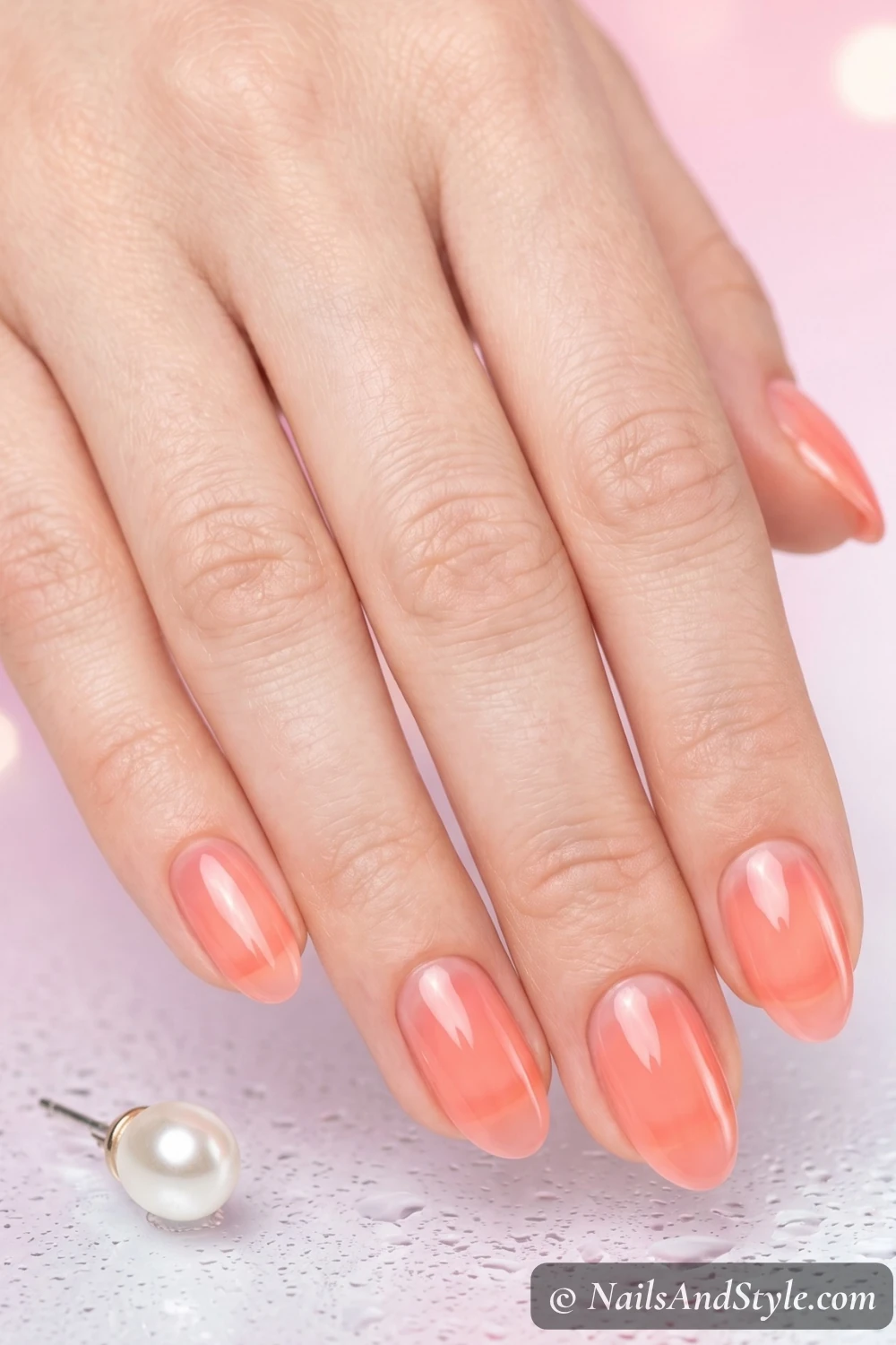 Pastel coral jelly nails