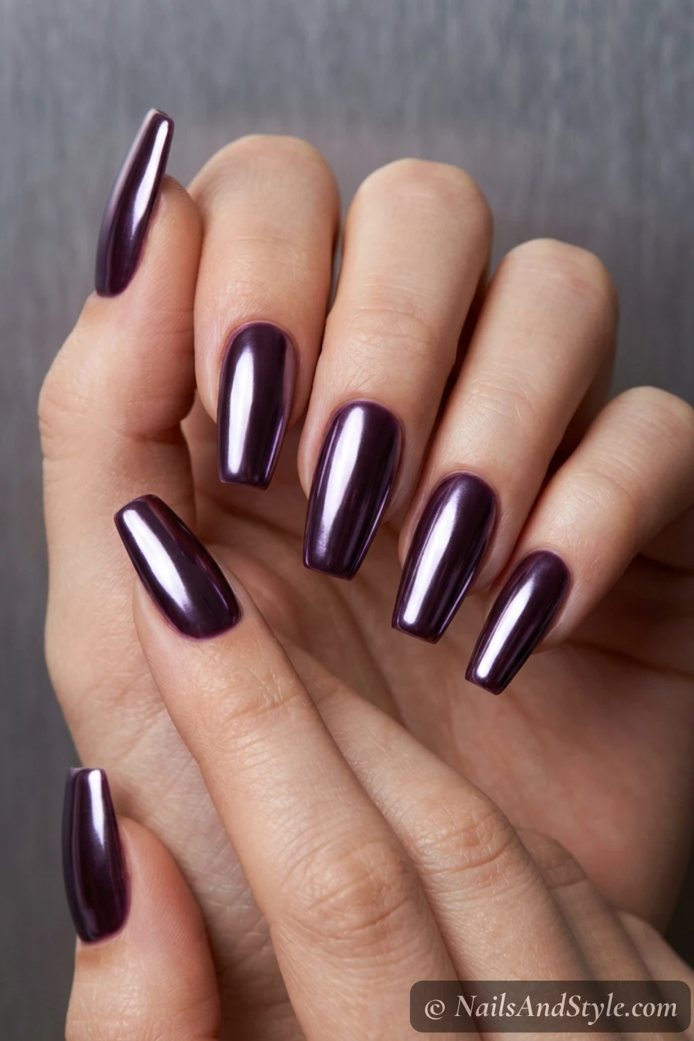 Plum chrome nails