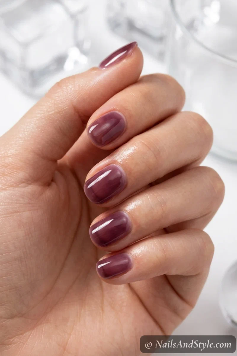 Sheer plum jelly nails