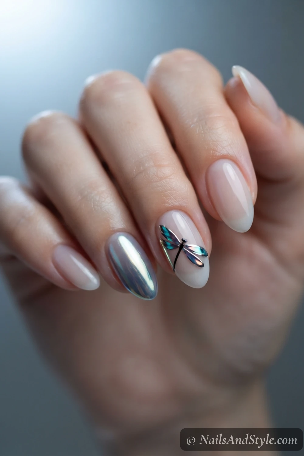 Chrome wing dragonfly nails