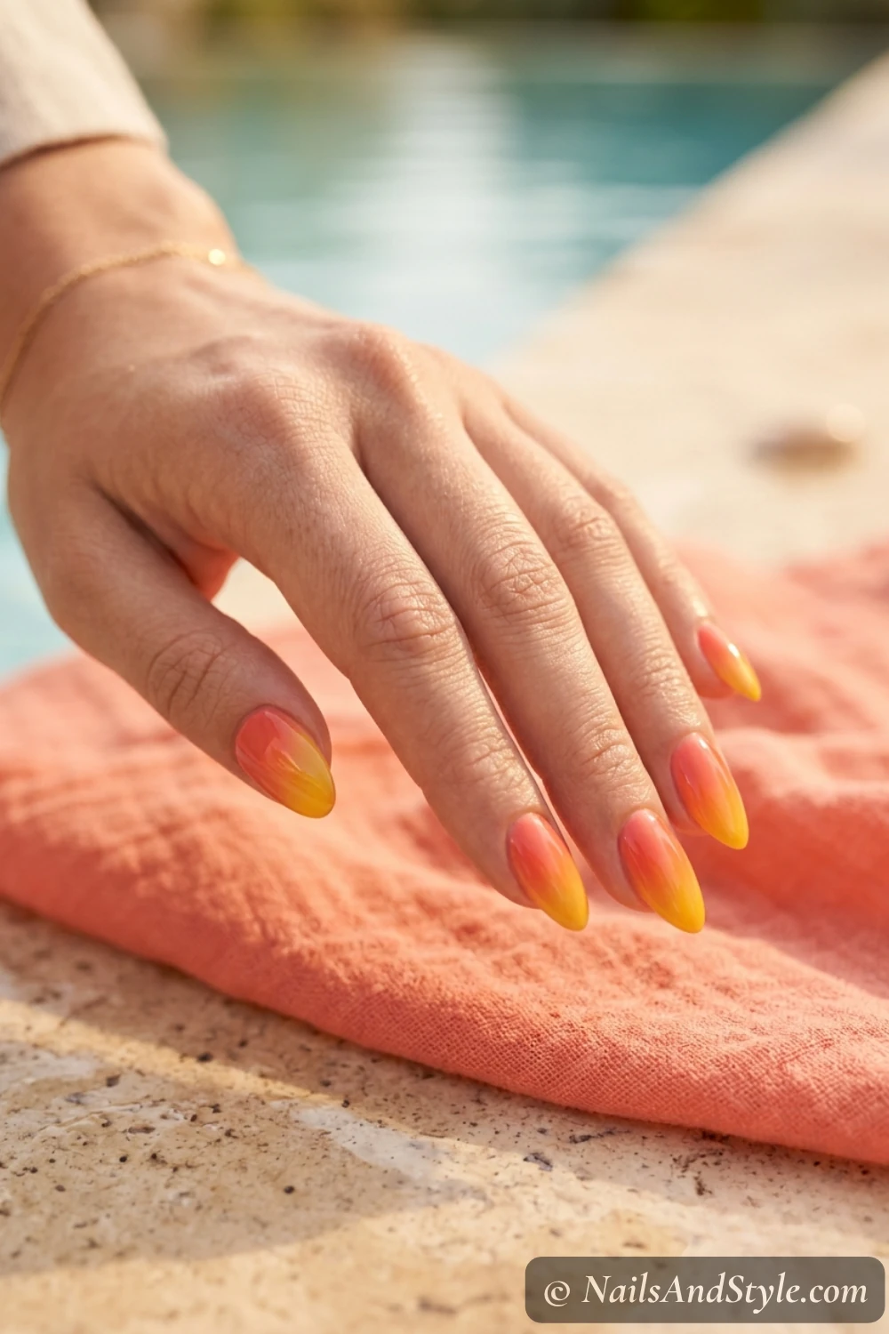 Golden hour ombre nails