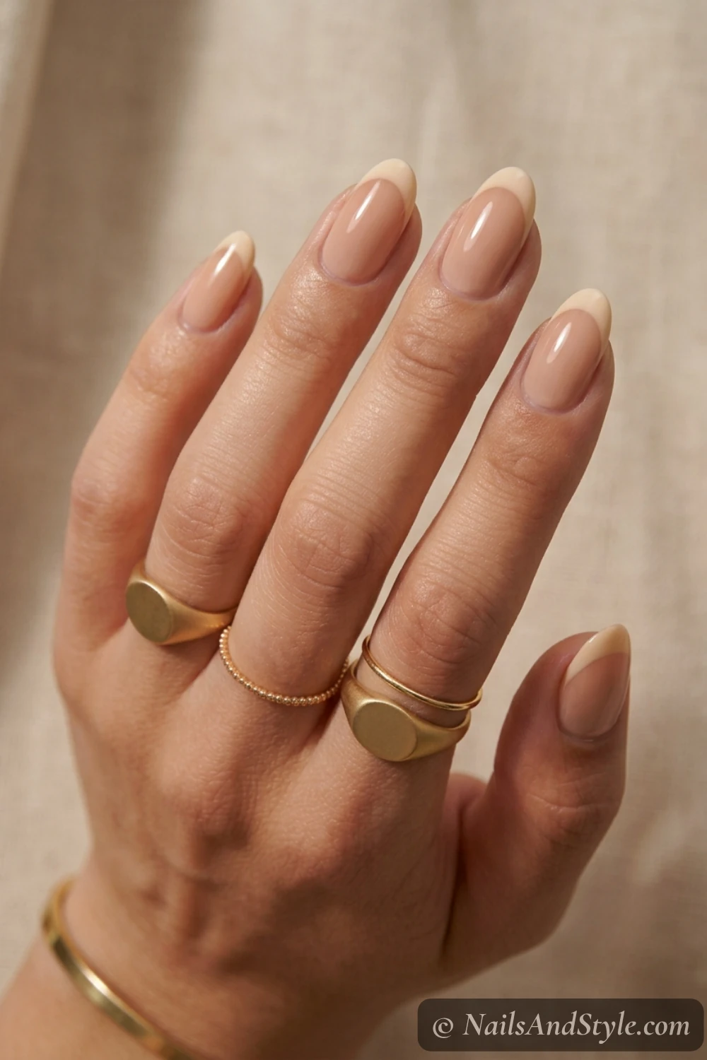 Sandy nude French nails
