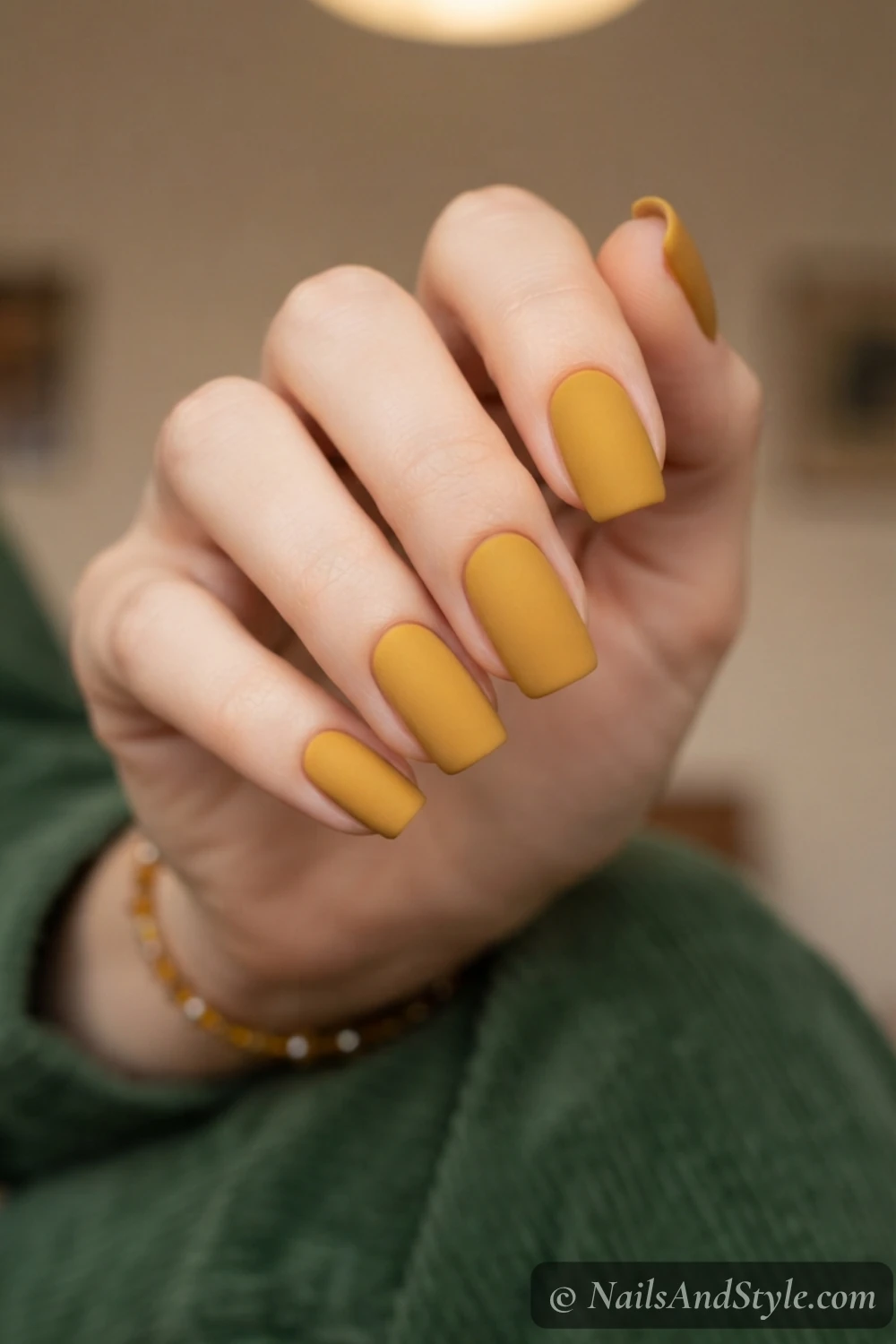 Matte mustard yellow nails