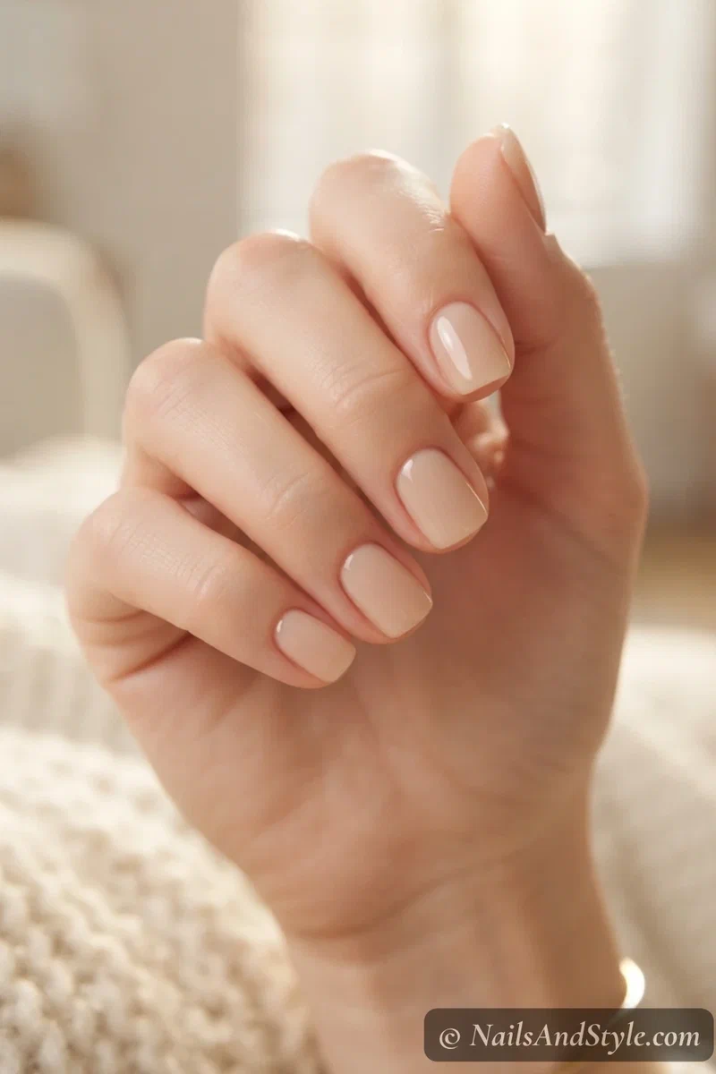 Warm milky nude beige nails