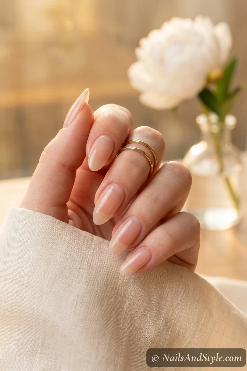 Finished tea bag nail repair with a smooth polished surface where the crack is completely invisible