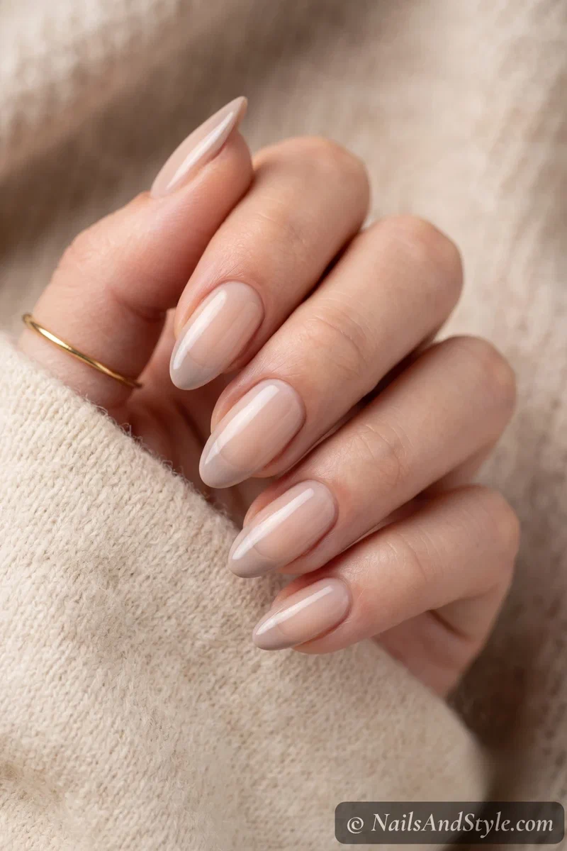 Tonal nude-on-nude French tip nails