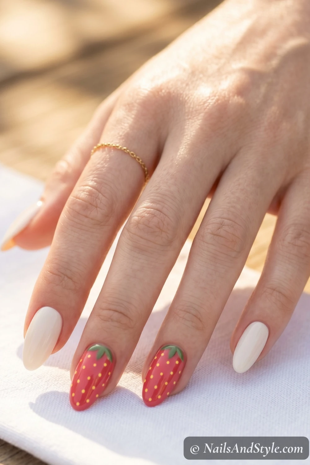 Strawberry accent nails