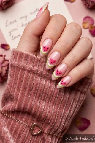 Easy Watermelon Nails nail design idea