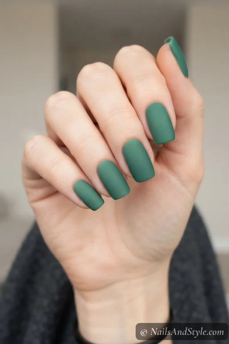 Matte jade green nails