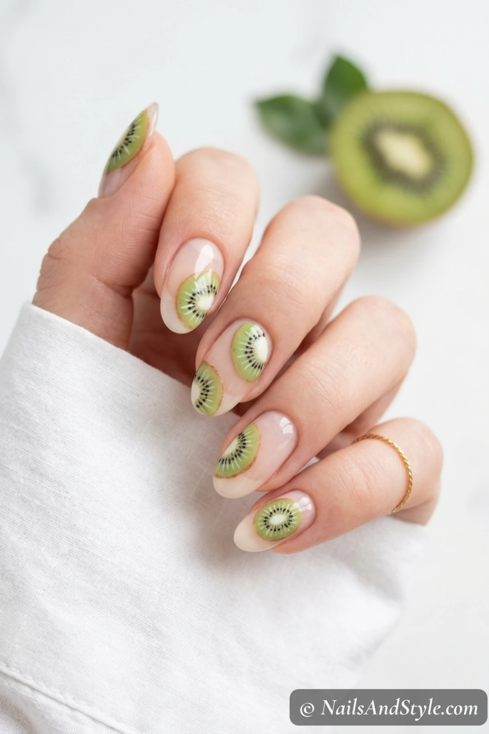 Negative space kiwi nails