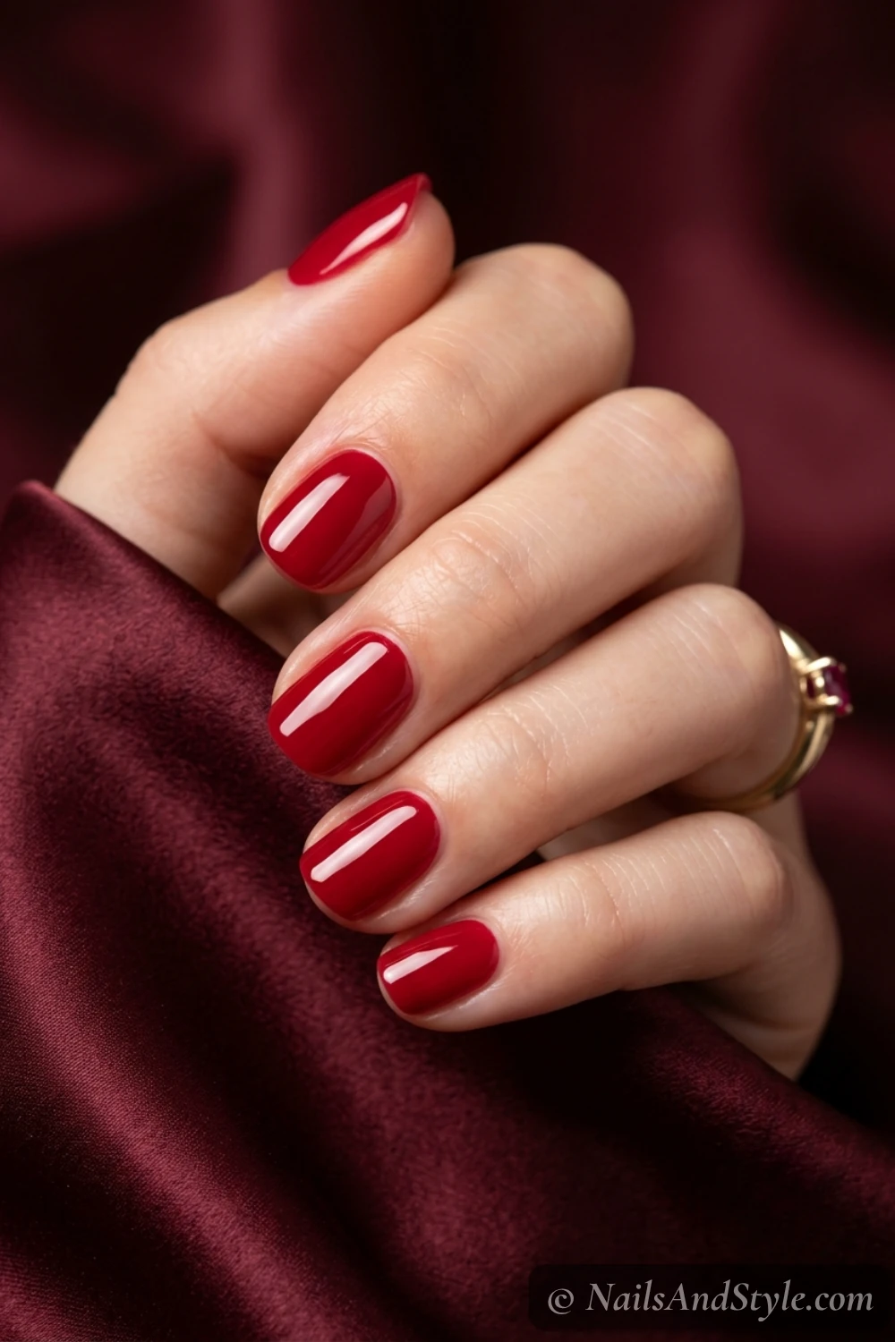 Cherry red gloss nails