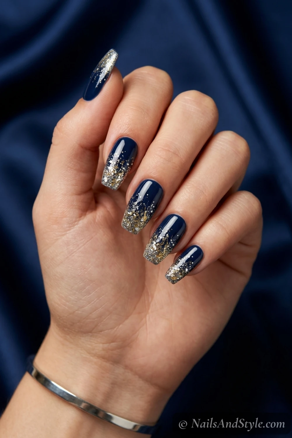 Firework sparkle tip nails