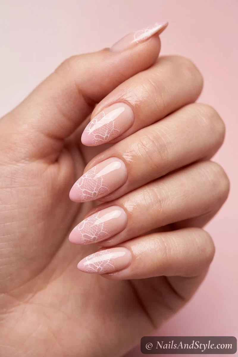 Ombre nails with lace overlay