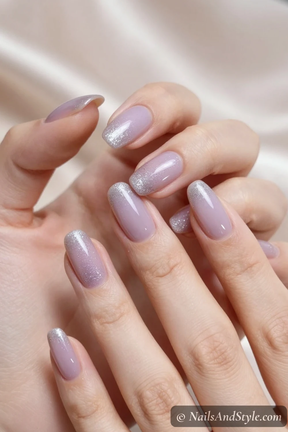 Lavender glitter tip nails