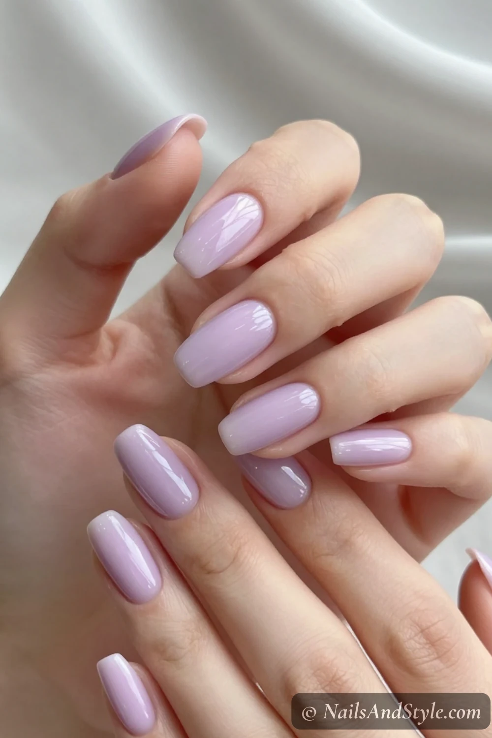Milky lavender nails