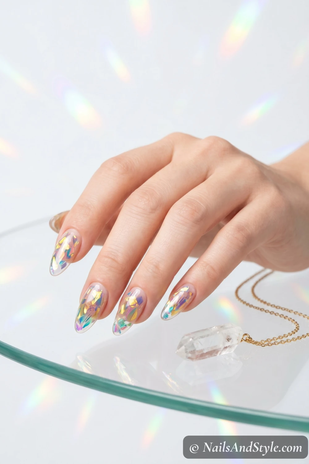 Mermaid glass foil nails
