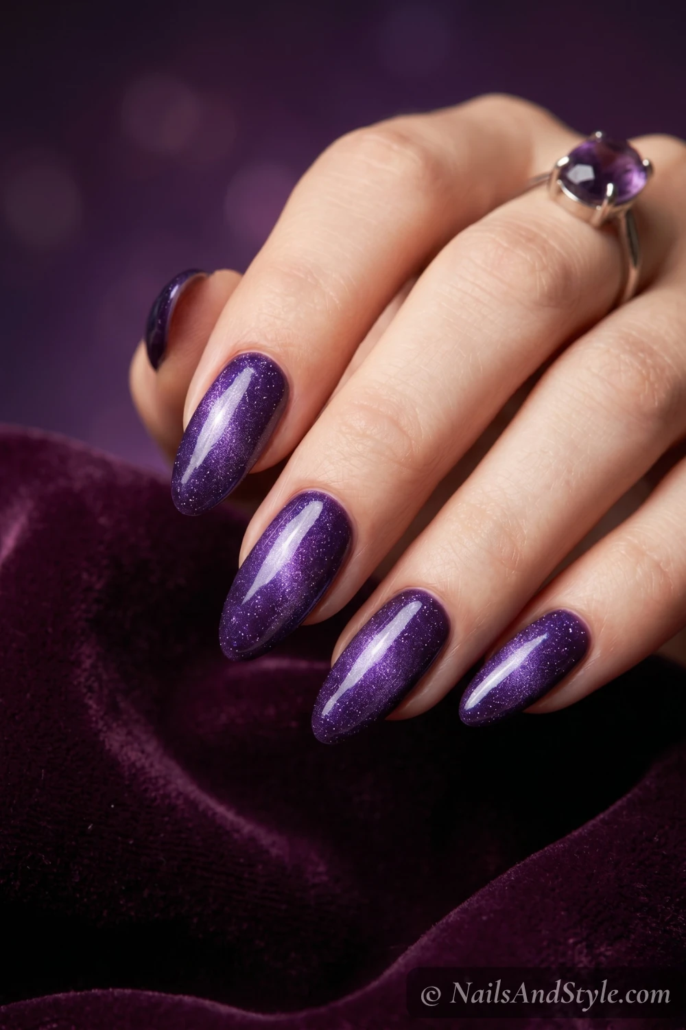 Purple mermaid shimmer nails