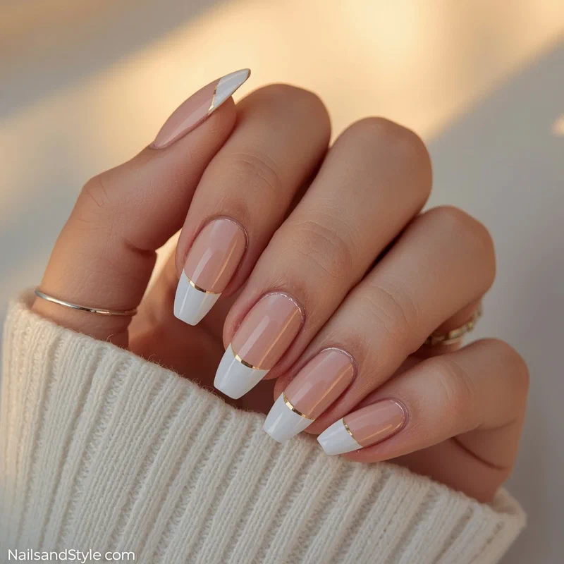 Modern French tip variations with colored and double-line designs