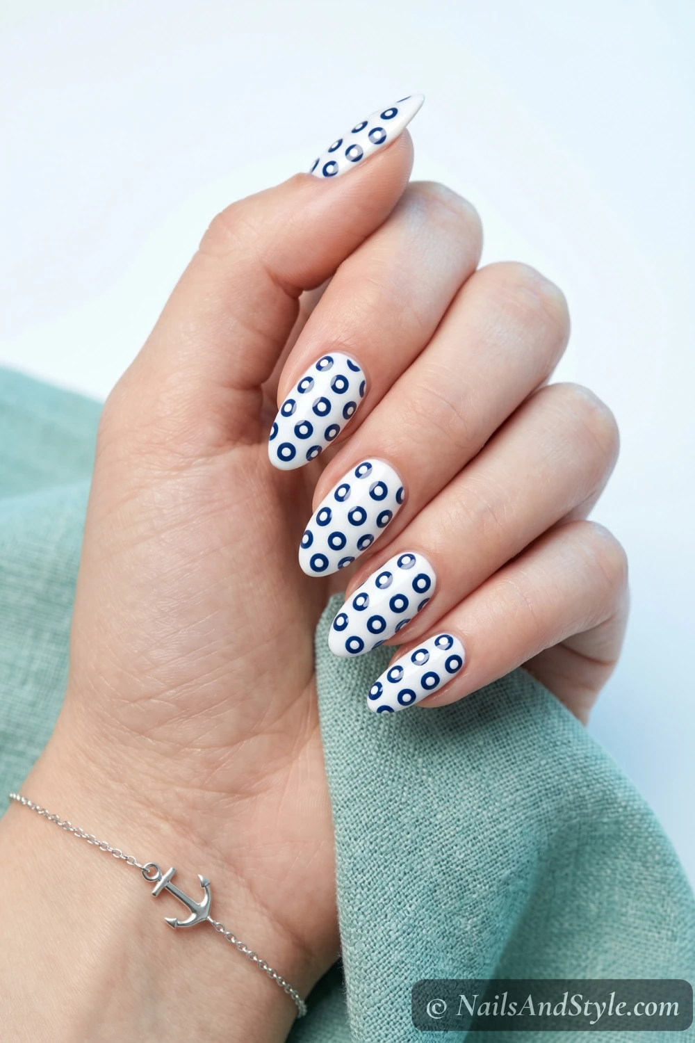 Navy porthole dot nails