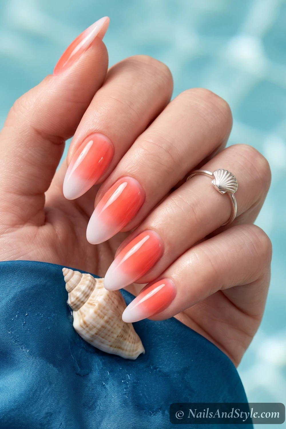 Sheer neon coral jelly nails