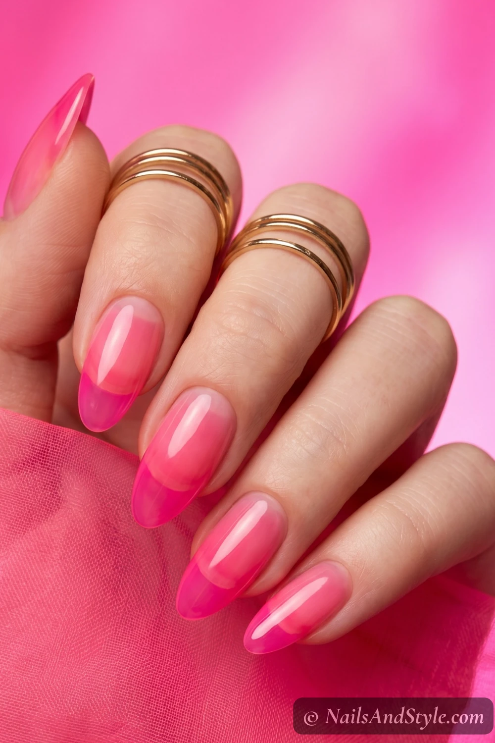 Neon pink jelly nails