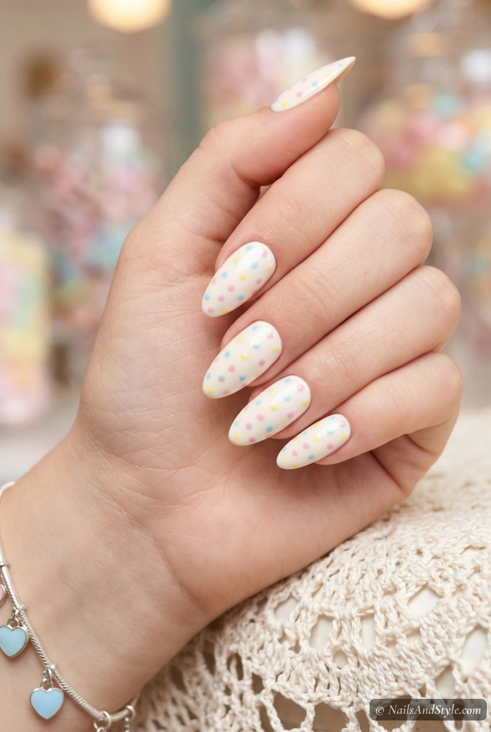 Pastel polka dot nails