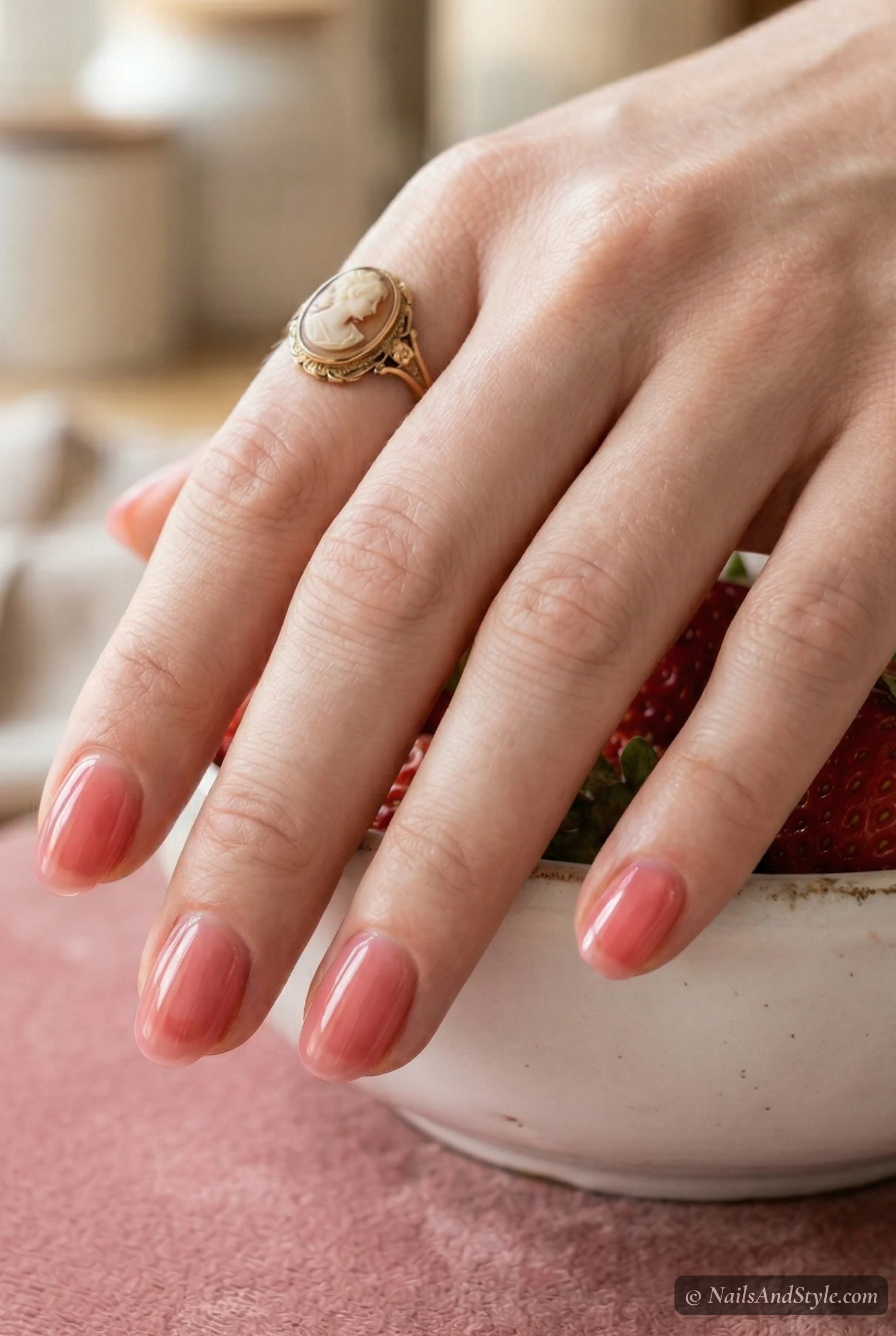 Strawberry milk jelly nails