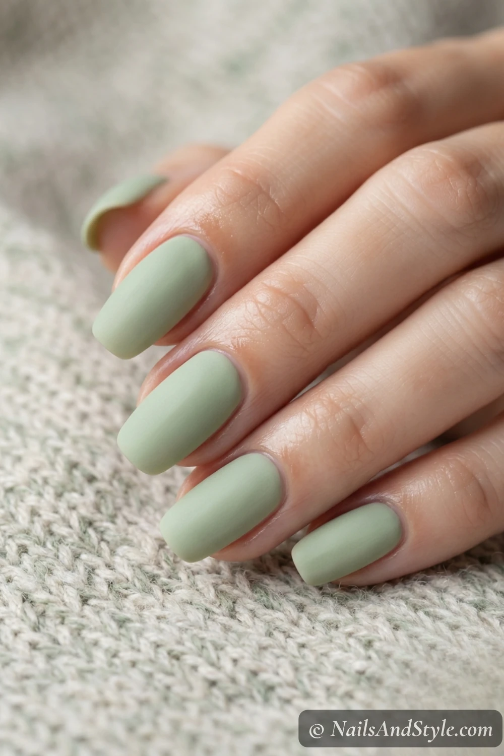 Matte sage-pistachio nails
