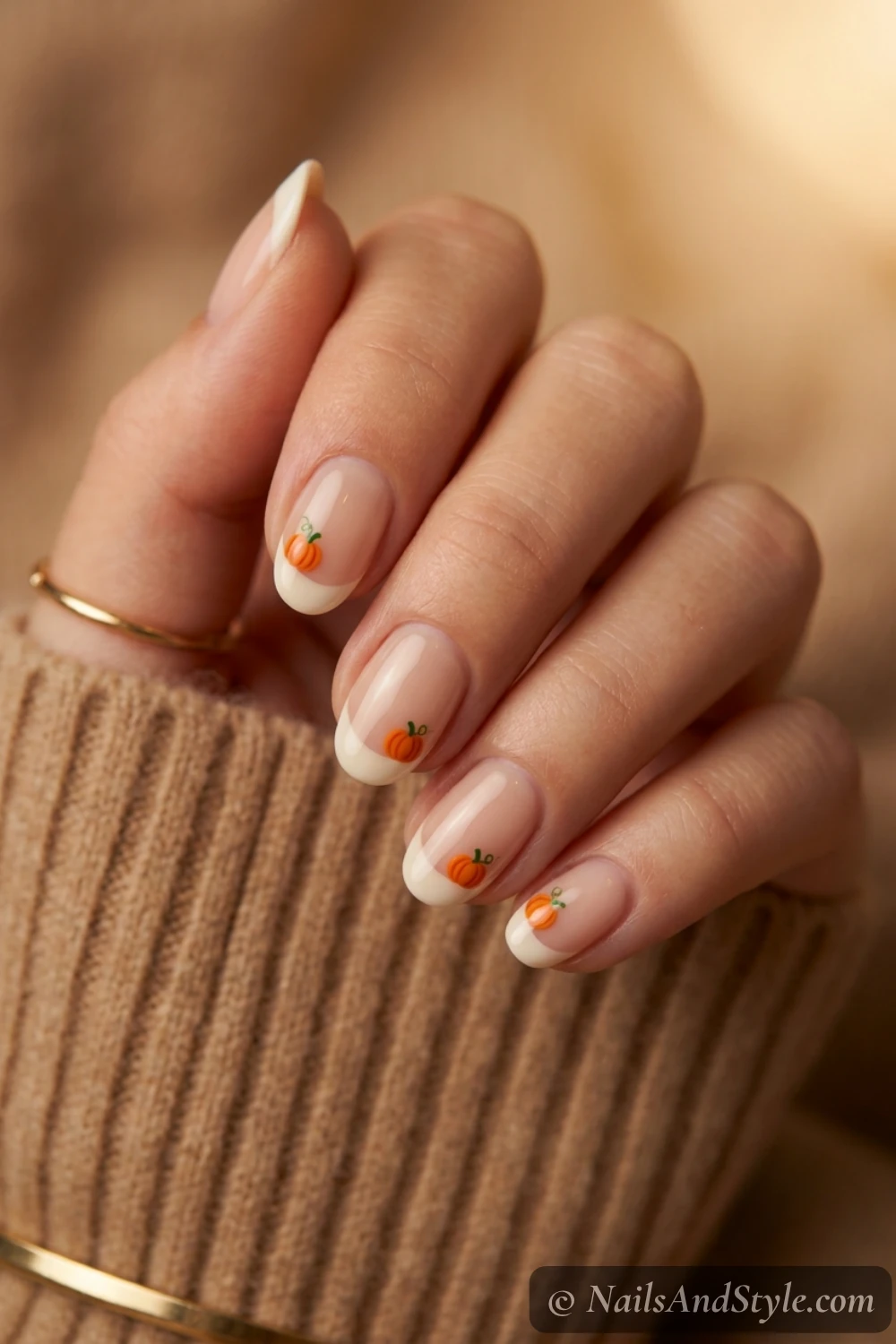 Pumpkin French tip nails