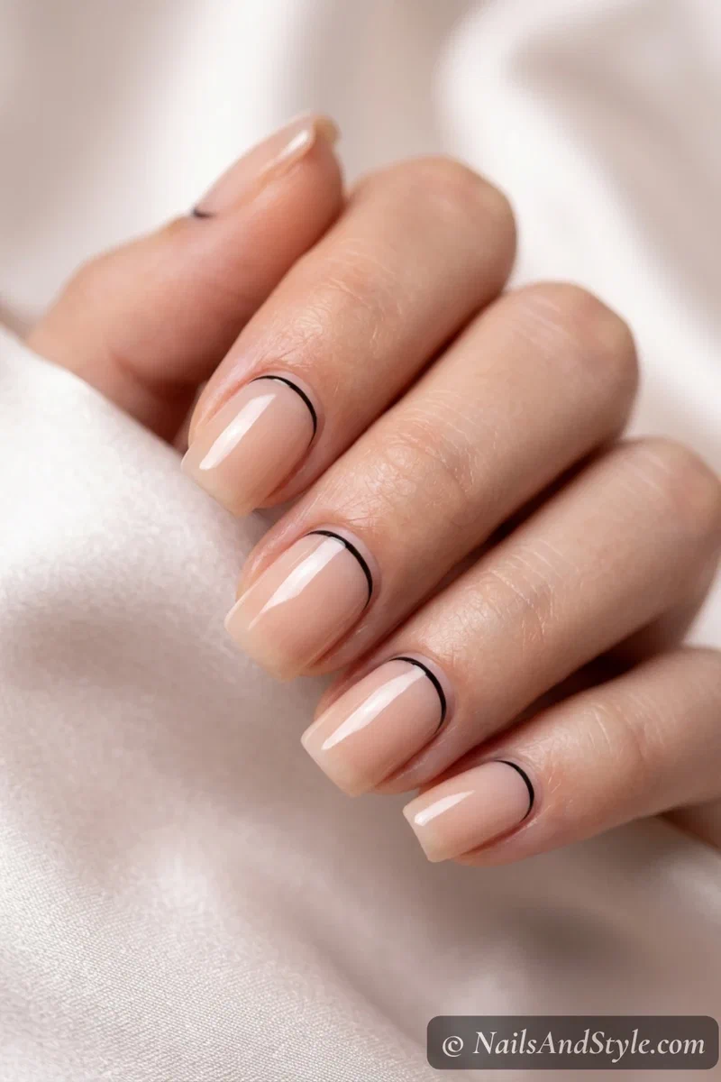 Sheer nails with ultra-thin cuticle lines