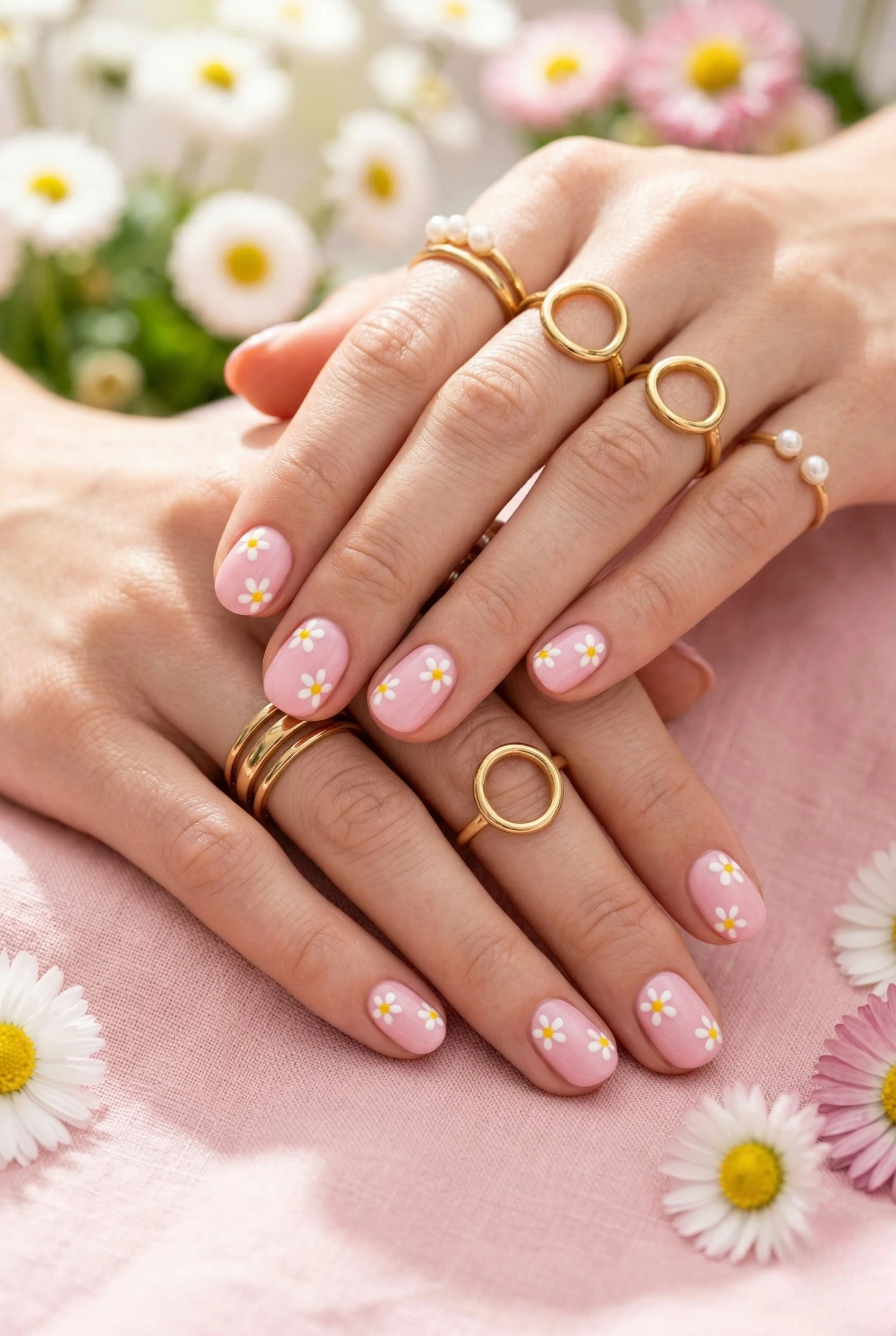 Tiny daisy nails