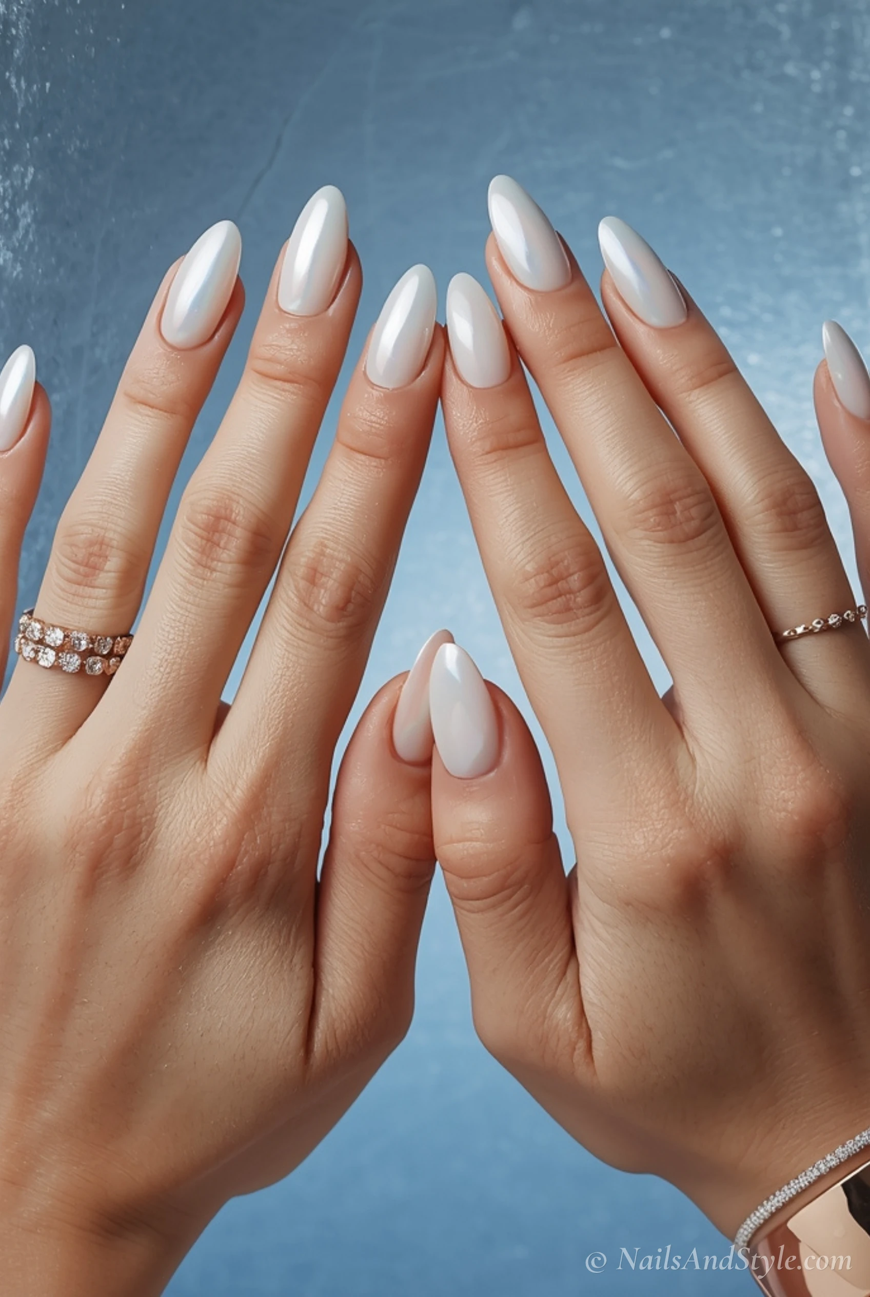Pearl chrome tip nails