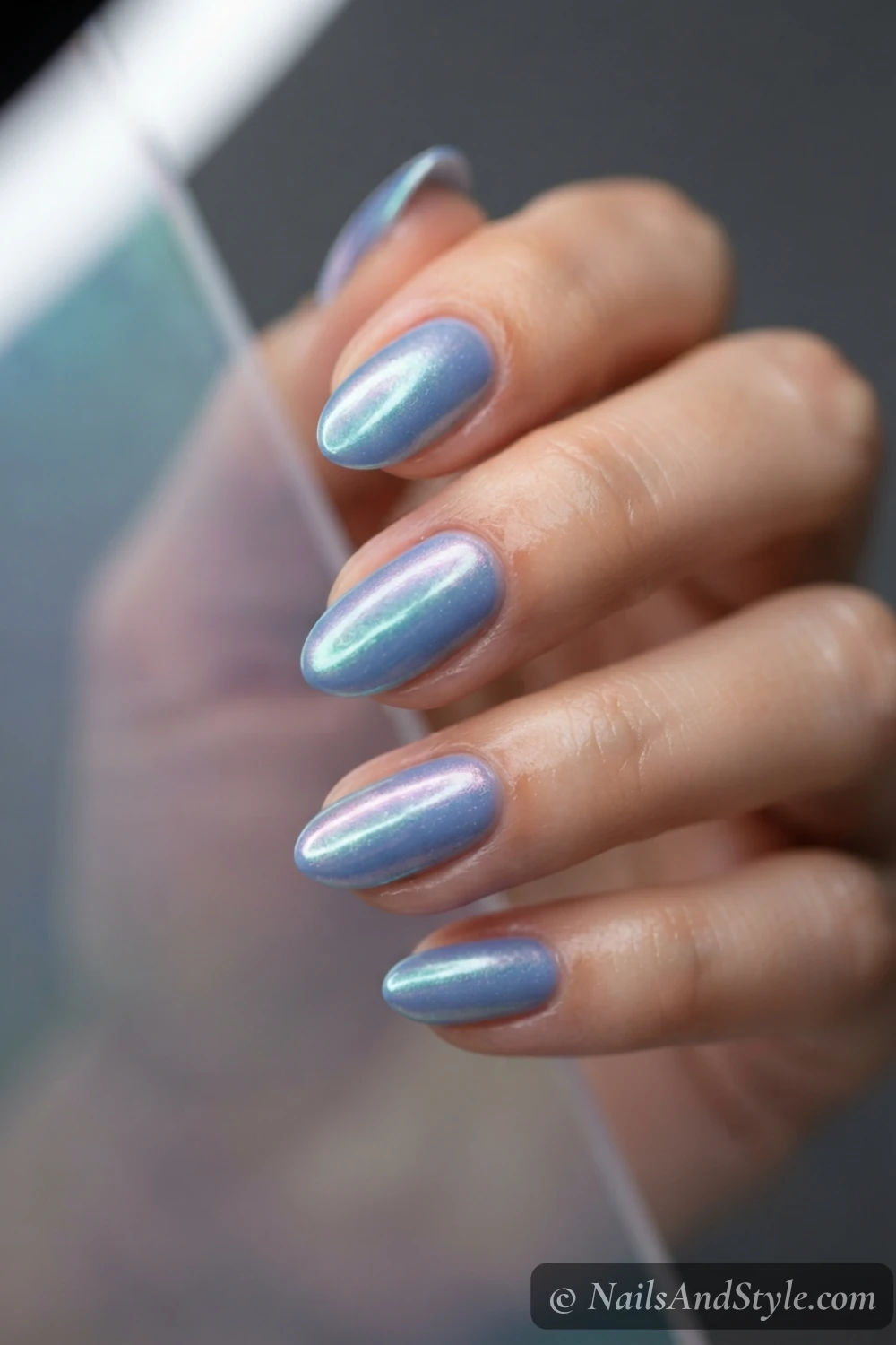 Mermaid chrome aura nails